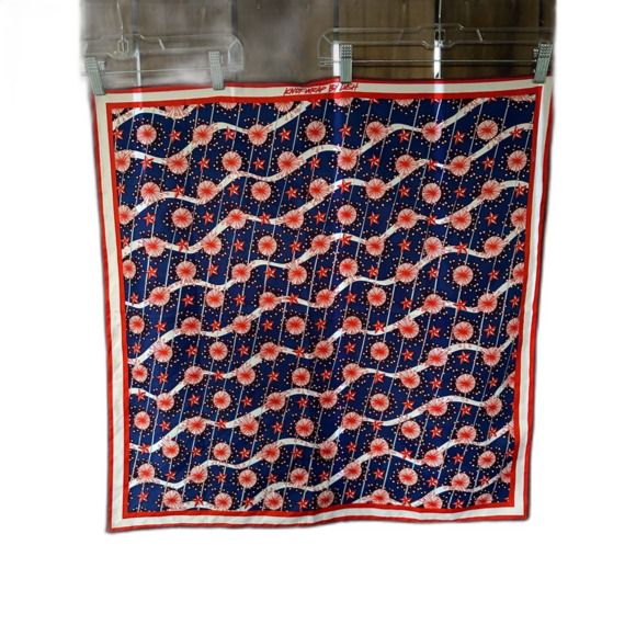 KNOTWRAP BY LUSH Scarf STARS ATOMIC Blue Orange 27" x27 ' - Picture 1 of 4